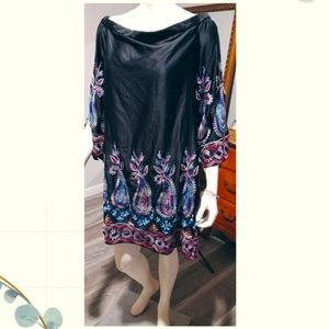 Nicole Miller Boho Dress Woman. Size 10 Black.
